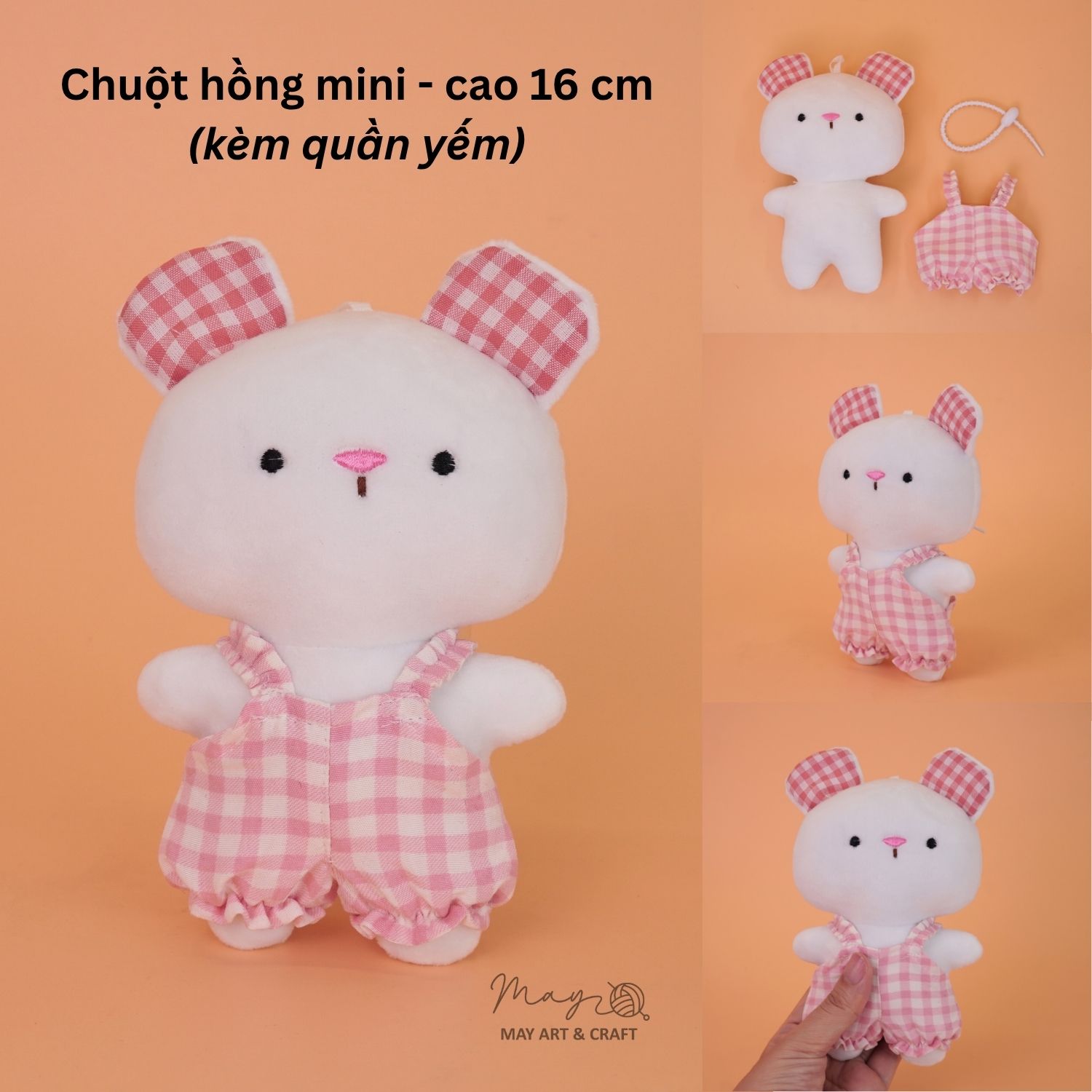 Thú bông mini kèm trang phục và móc treo silicon