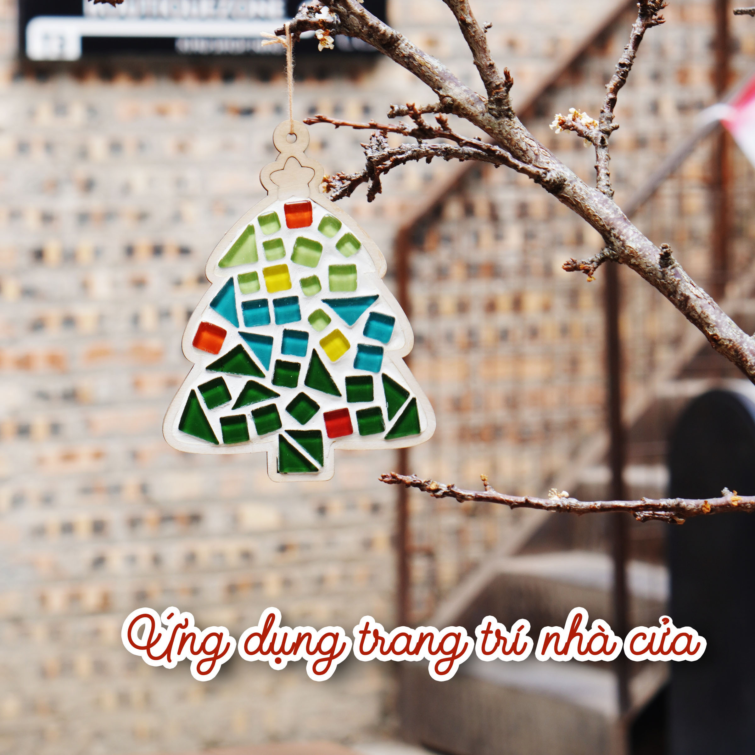 Set 3 hình khảm đá mosaic chủ đề Noel