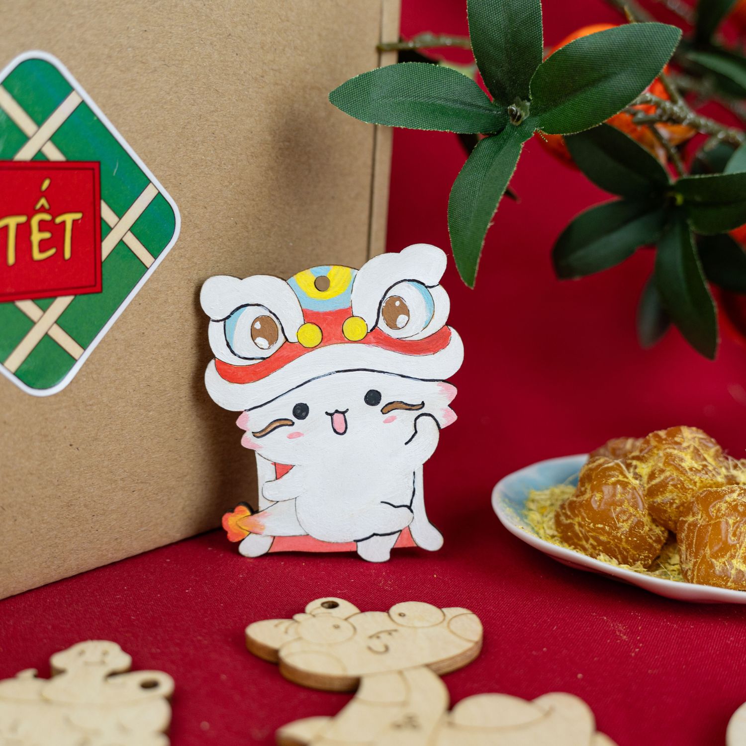 Set tô màu gỗ trang trí Tết 2025 (tặng 12 màu acrylic + 2 cọ vẽ khi mua set 20 hình)