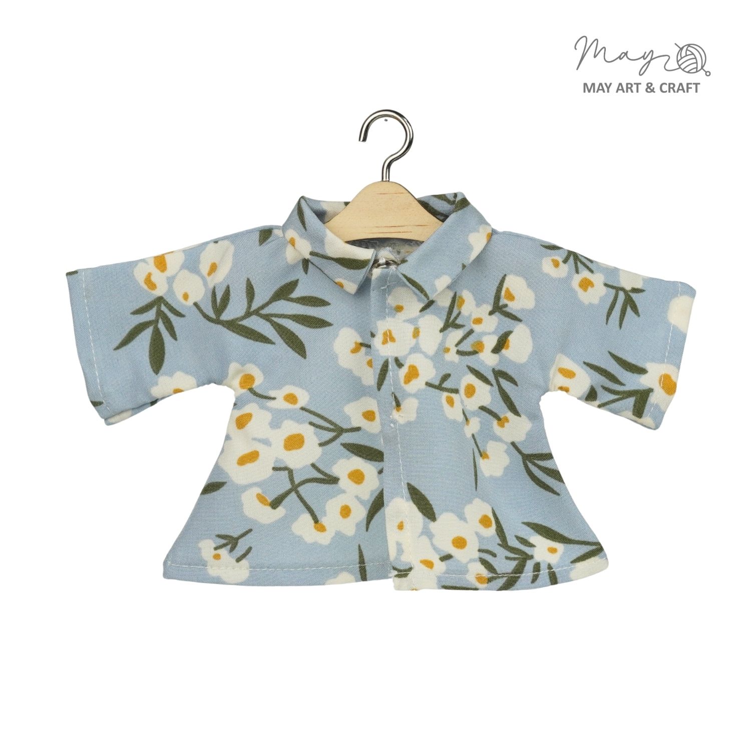 Áo sơ mi hoa tay lửng cho thú bông vải