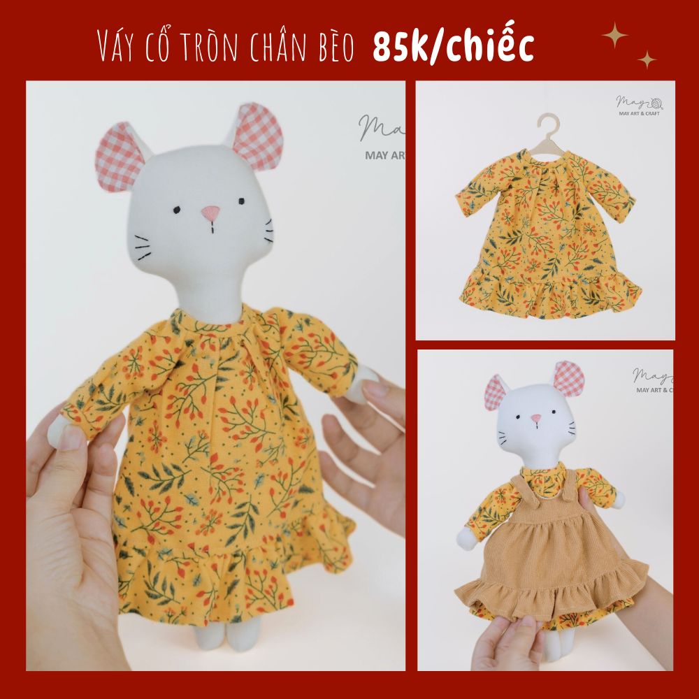 Váy cổ tròn chân bèo họa tiết hoa vàng