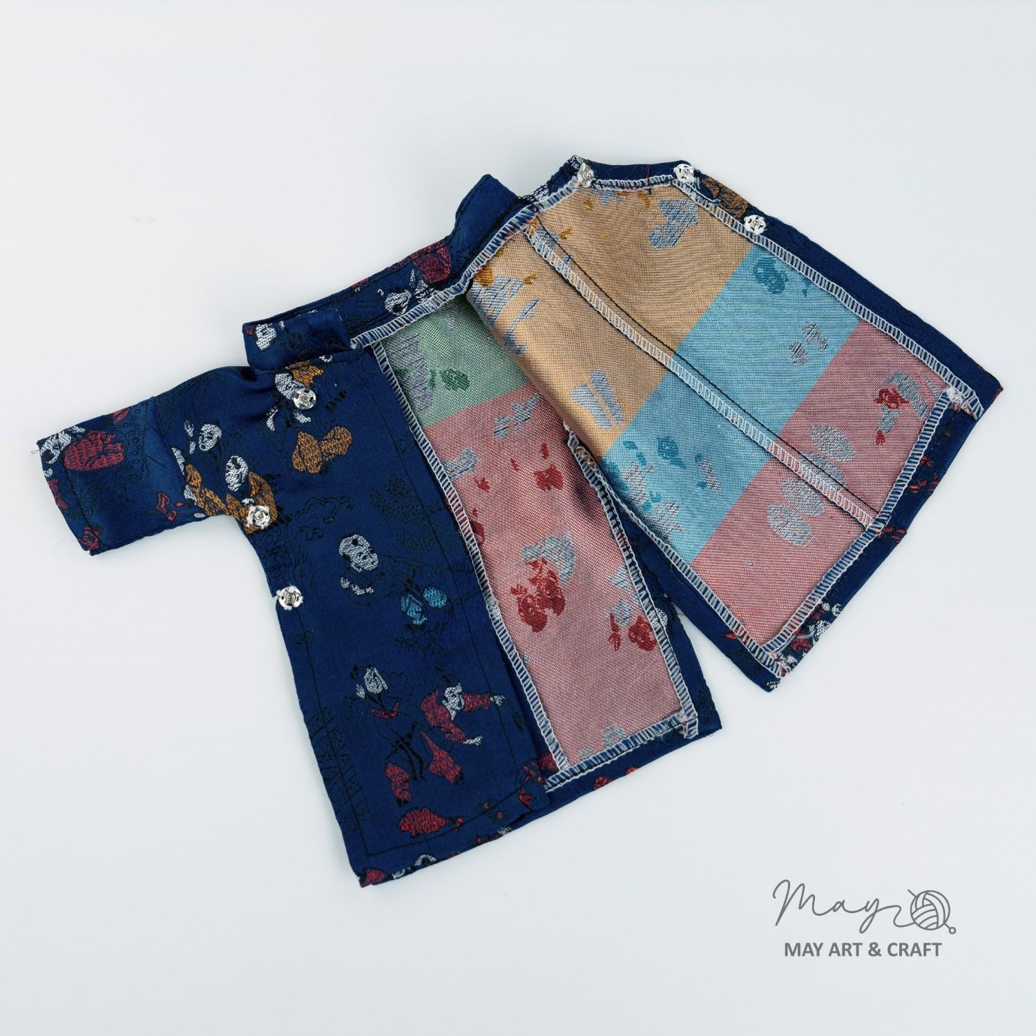 Bộ trang phục phong cách áo ngũ thân vải gấm (chỉ cho thú bông)