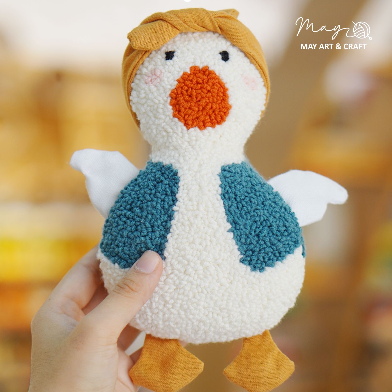 Bộ nguyên liệu làm Vịt bông từ thêu len nổi punch needle