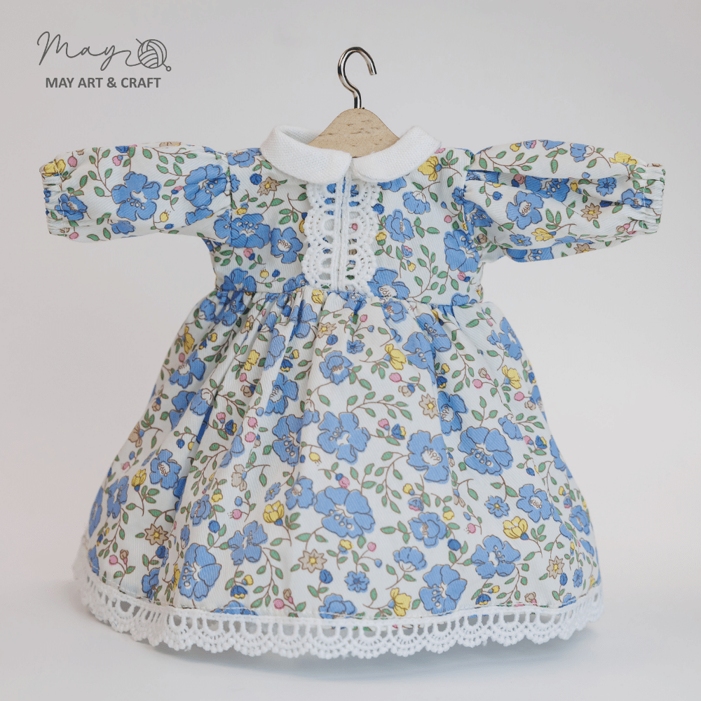 Váy xòe cổ sen phối ren cho thú bông (nhiều màu sắc hoạ tiết)