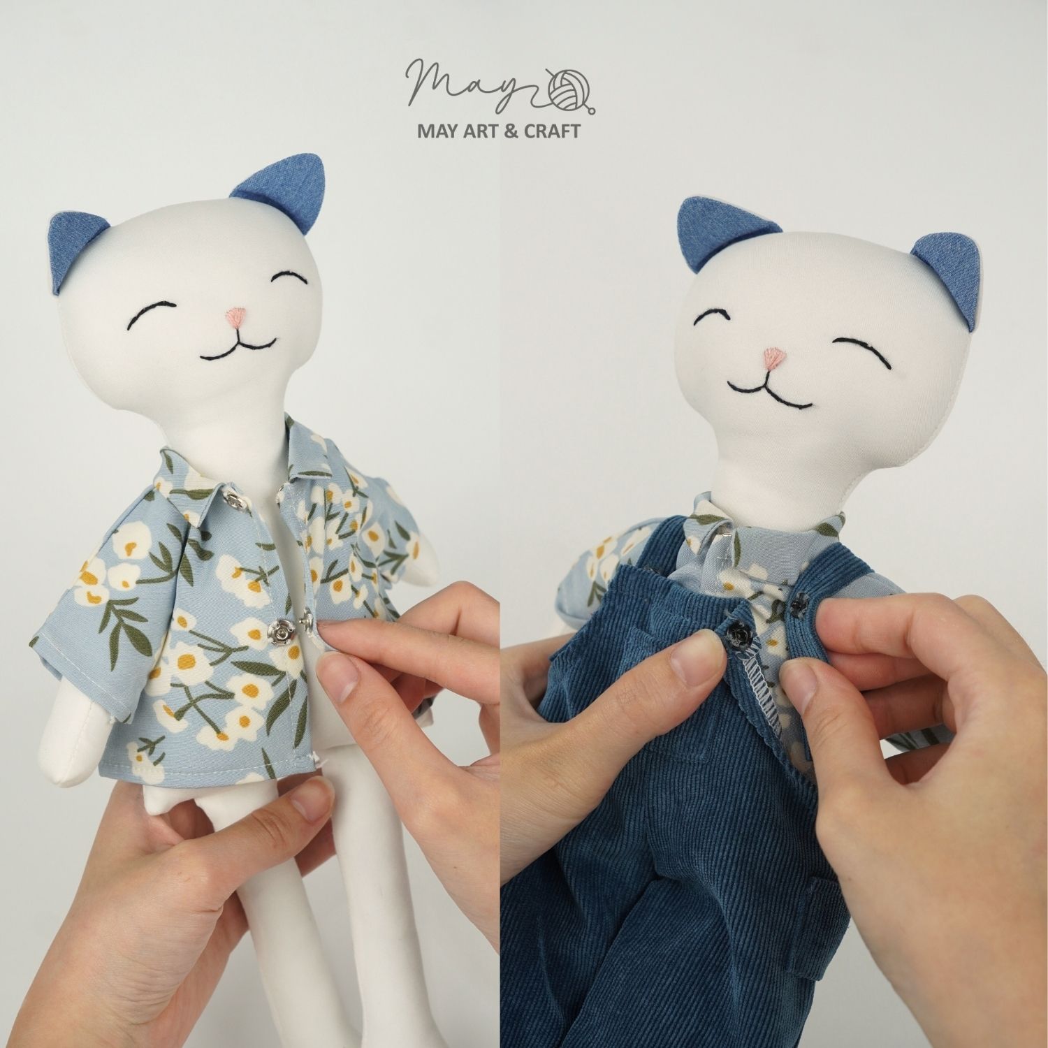 Áo sơ mi hoa tay lửng cho thú bông vải