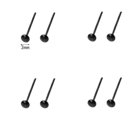 Mắt nhựa gắn thú đen dẹt (10 đôi) - 9mm