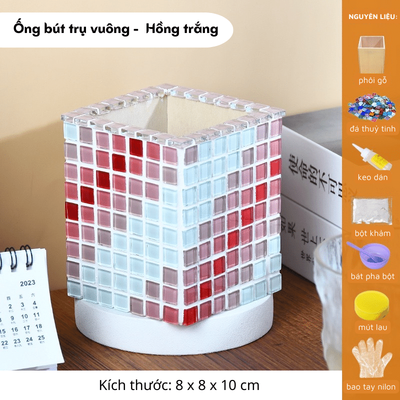 Set khảm đá mosaic 3D (trang trí lọ hoa, ống bút)