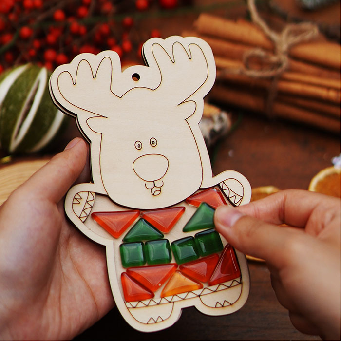 Set 3 hình khảm đá mosaic chủ đề Noel