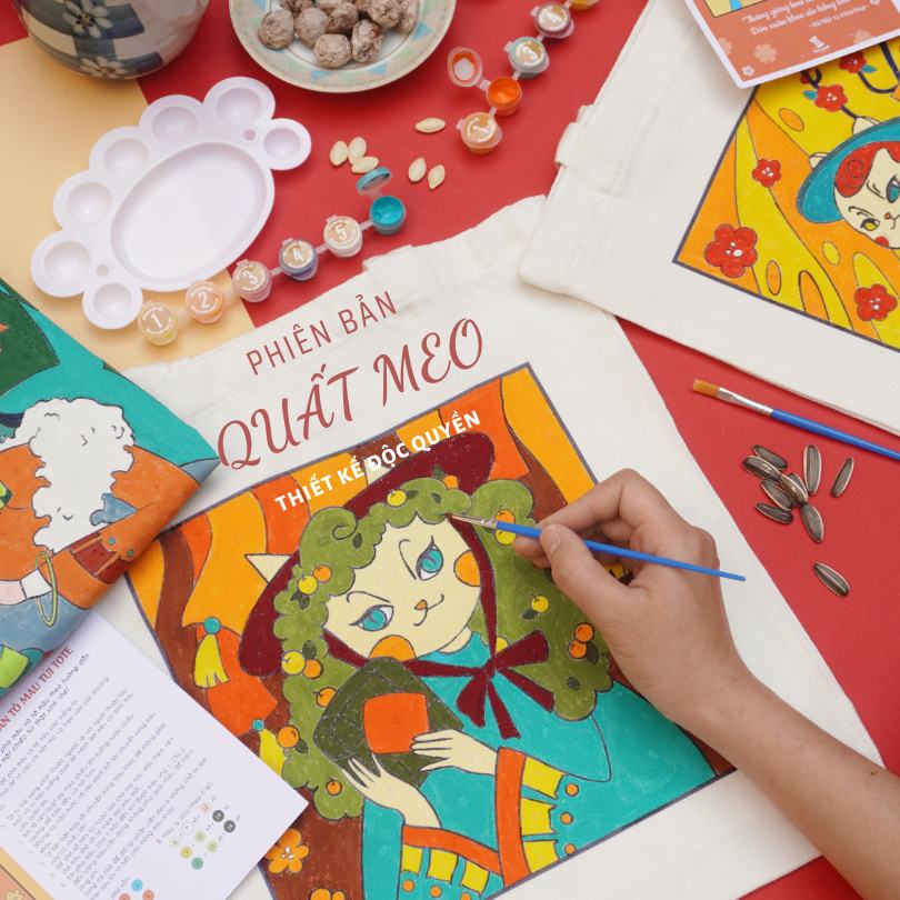 Bộ KIT tô màu túi theo số chủ đề con Mèo