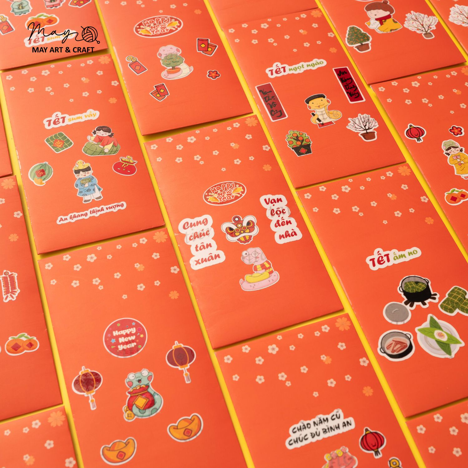 Set trang trí lì xì Tết (20 phôi lì xì + hơn 150 hình sticker)