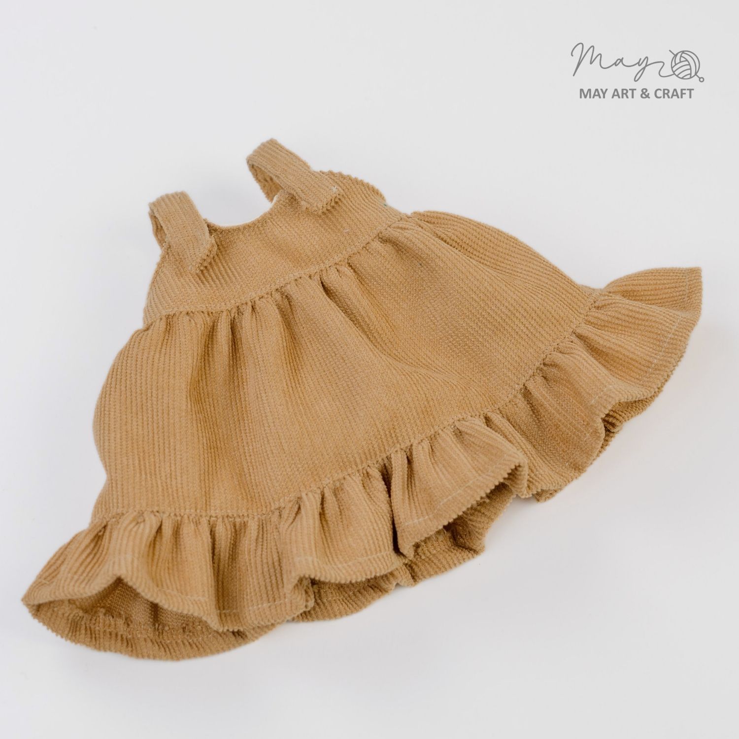 Set váy yếm nâu nhạt kèm váy chân bèo