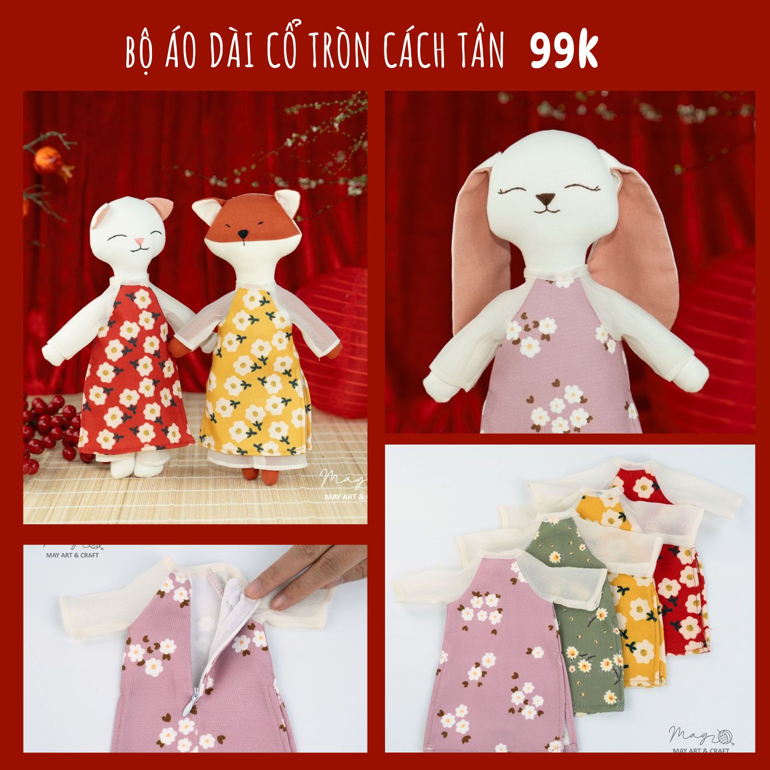 Bộ áo dài cổ tròn cách tân