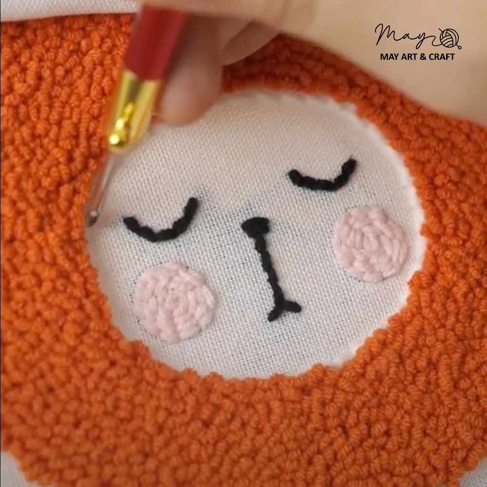 Bộ nguyên liệu làm Thỏ bông từ thêu len nổi punch needle