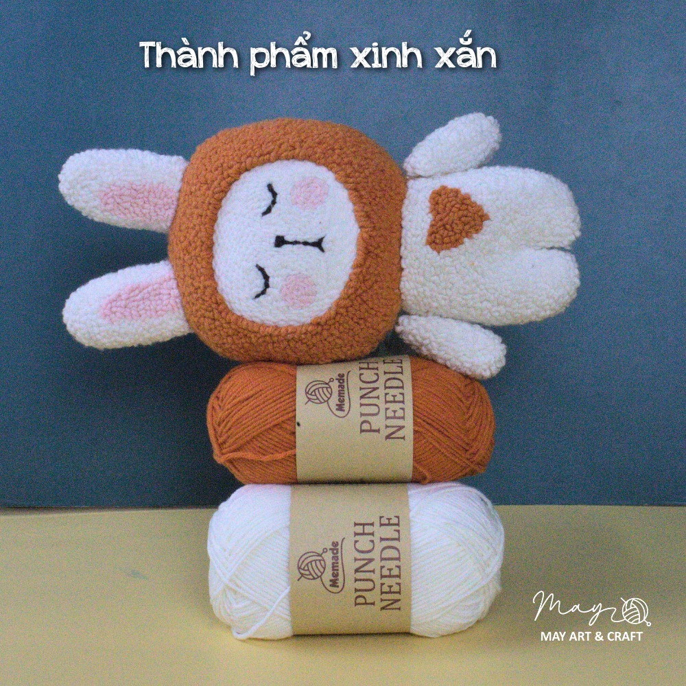 Bộ nguyên liệu làm Thỏ bông từ thêu len nổi punch needle