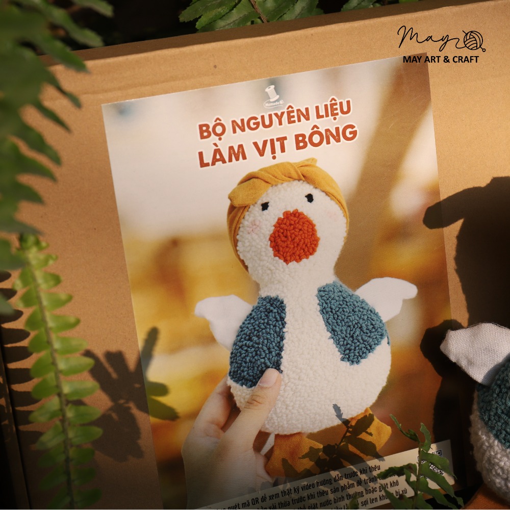 Bộ nguyên liệu làm Vịt bông từ thêu len nổi punch needle
