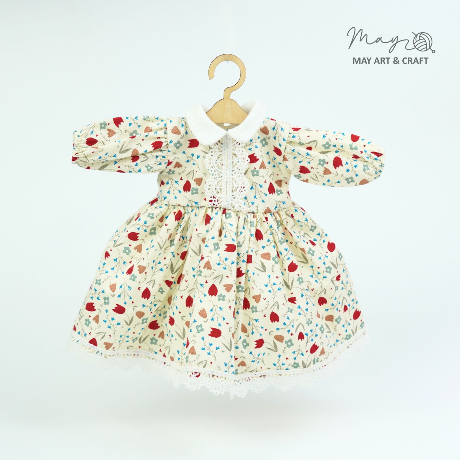 Váy xòe cổ sen phối ren cho thú bông (nhiều màu sắc hoạ tiết)