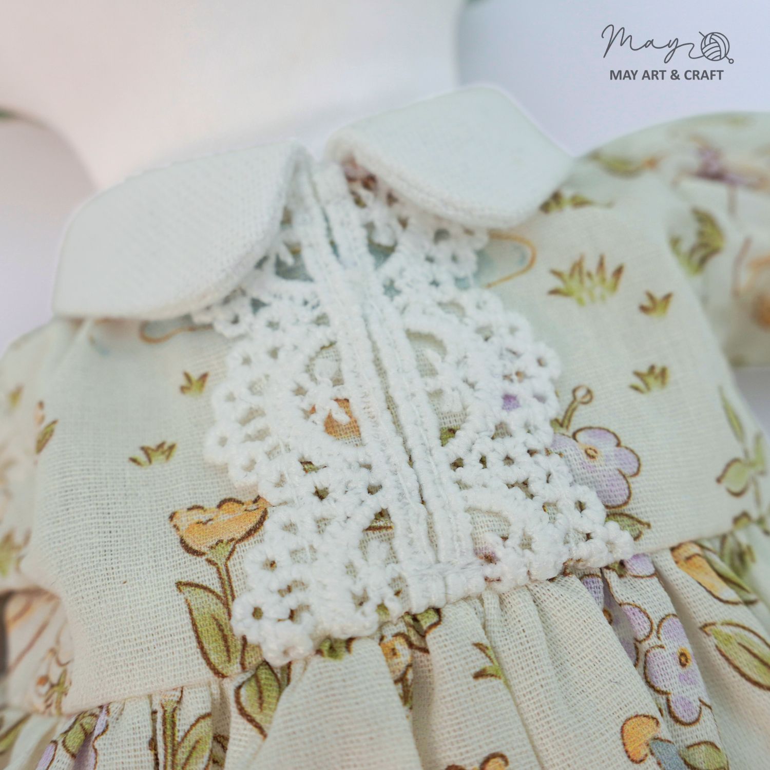 Váy xòe cổ sen phối ren cho thú bông (nhiều màu sắc hoạ tiết)