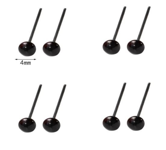 Mắt nhựa gắn thú đen dẹt (10 đôi) - 9mm