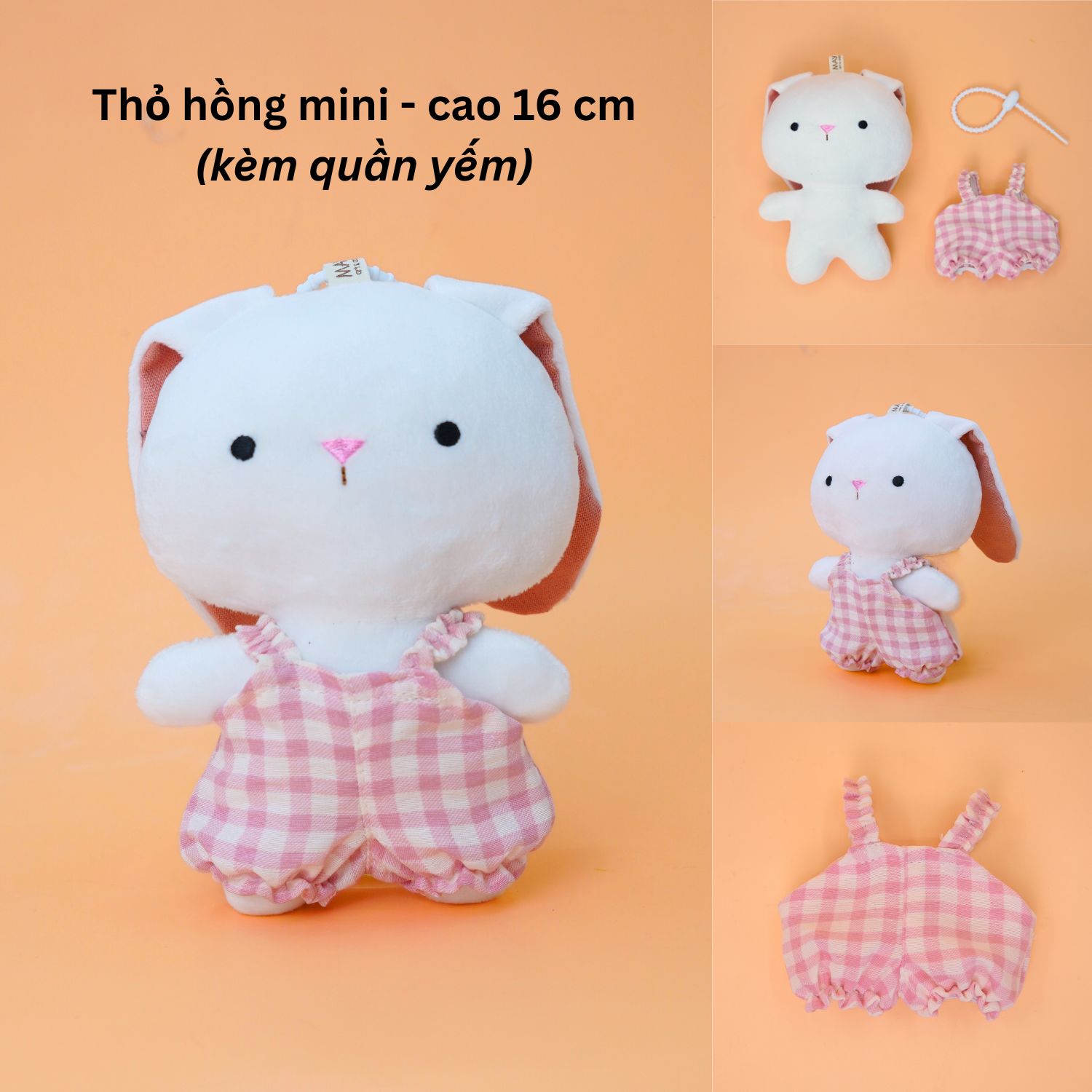 Thú bông mini kèm trang phục và móc treo silicon