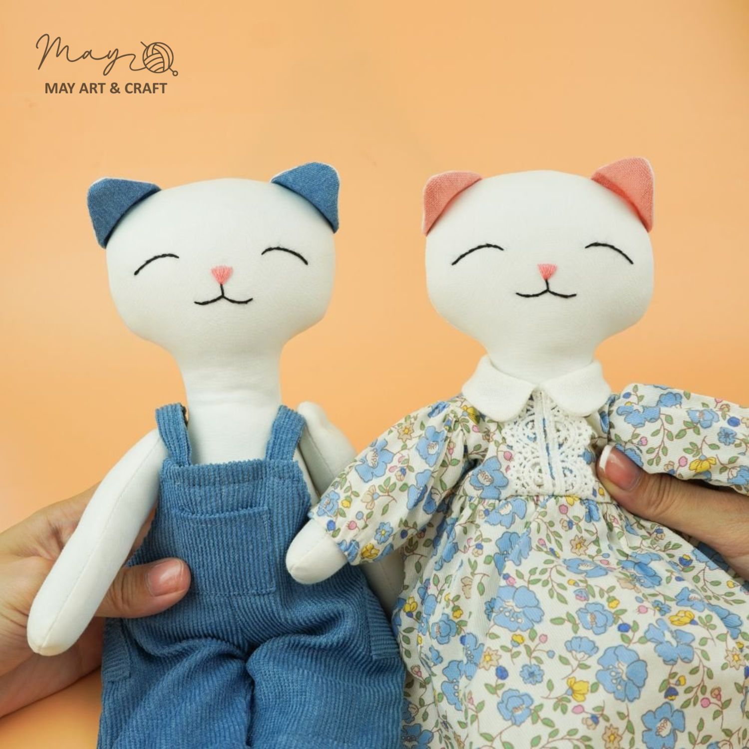 Combo thú bông vải cặp đôi mèo xanh