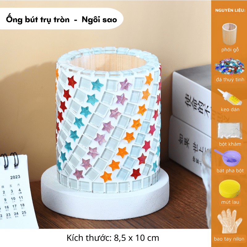 Set khảm đá mosaic 3D (trang trí lọ hoa, ống bút)