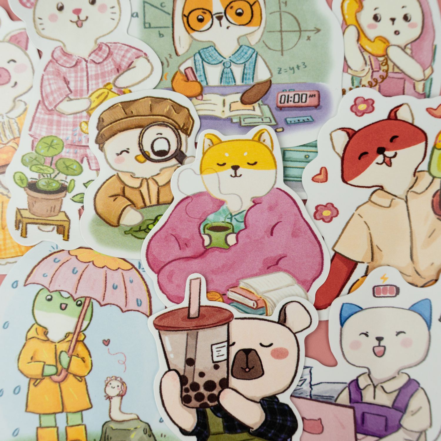 Bộ sticker 10 hình thú bông vải Tiệm Tạp Hóa Nhà May