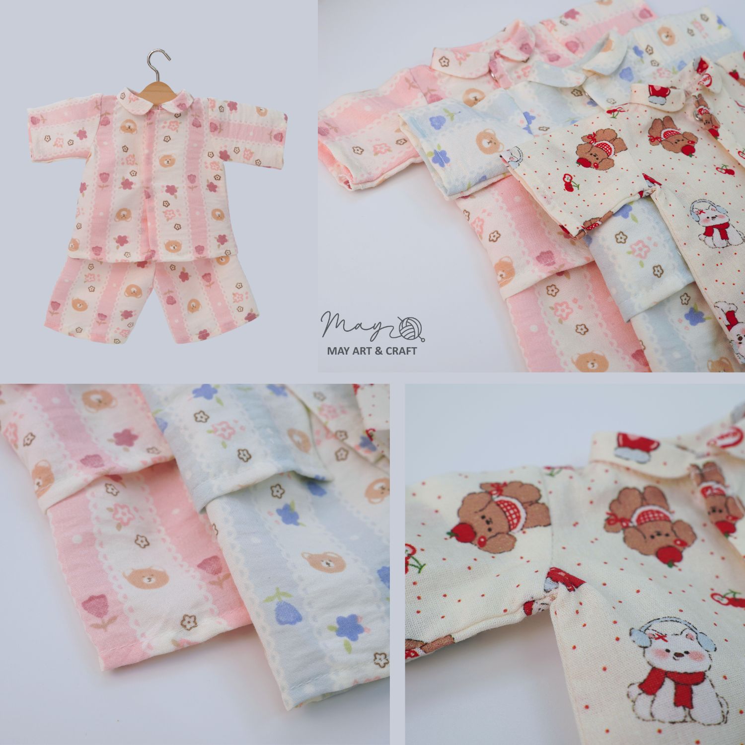 Bộ đồ ngủ Pyjama cho thú bông vải