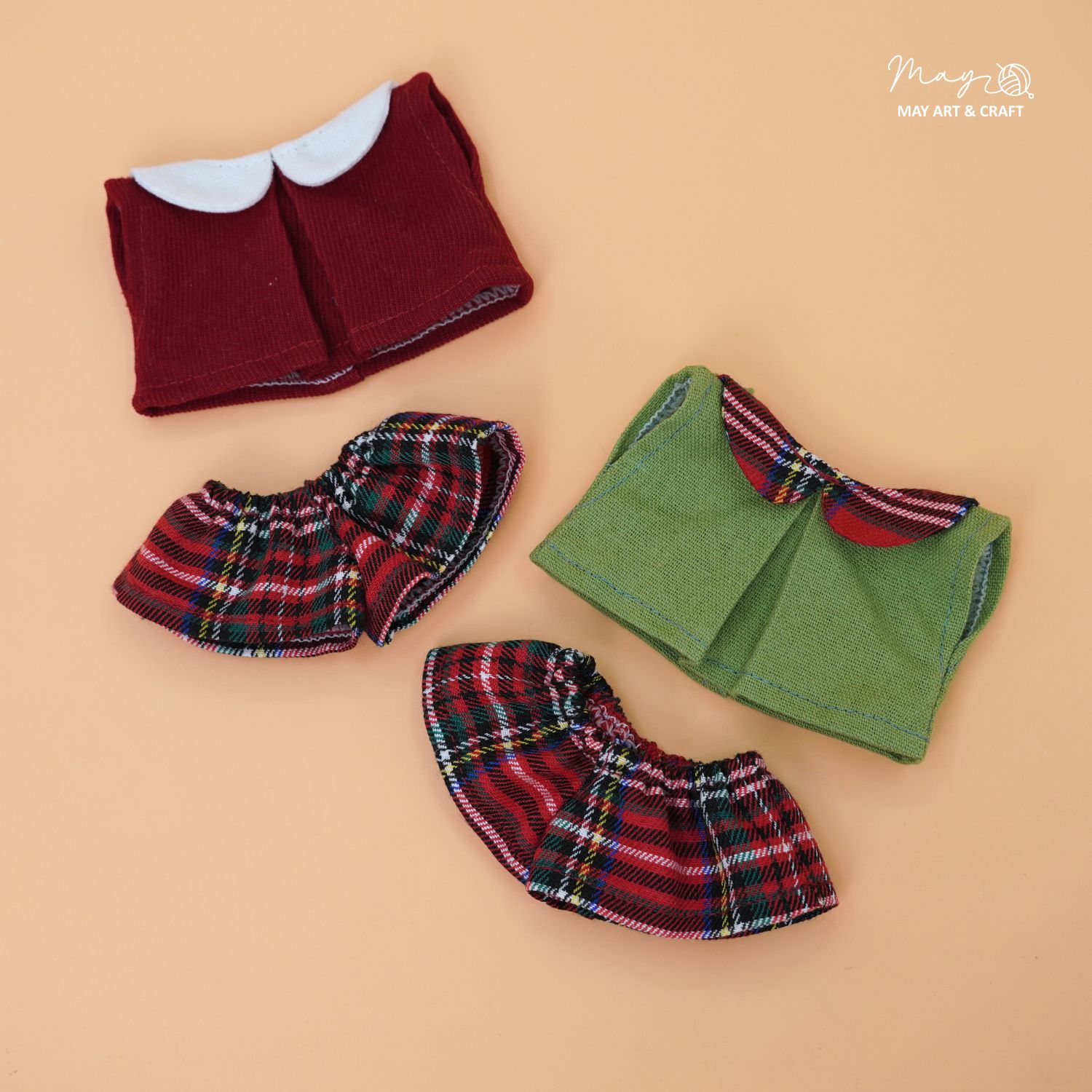 Set quần áo cổ sen thú bông mini phong cách noel