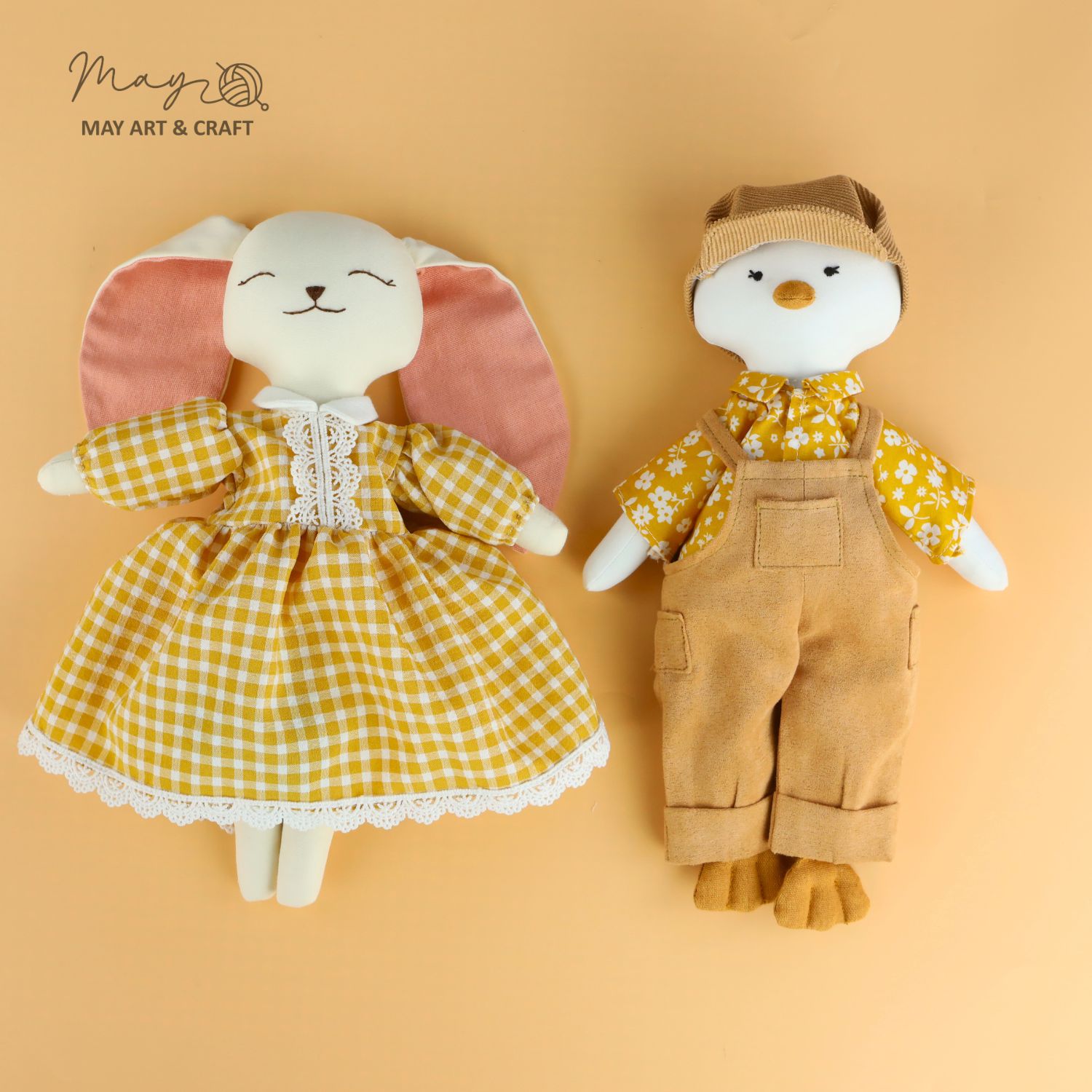 Combo thú bông vải cặp đôi thỏ vịt vàng