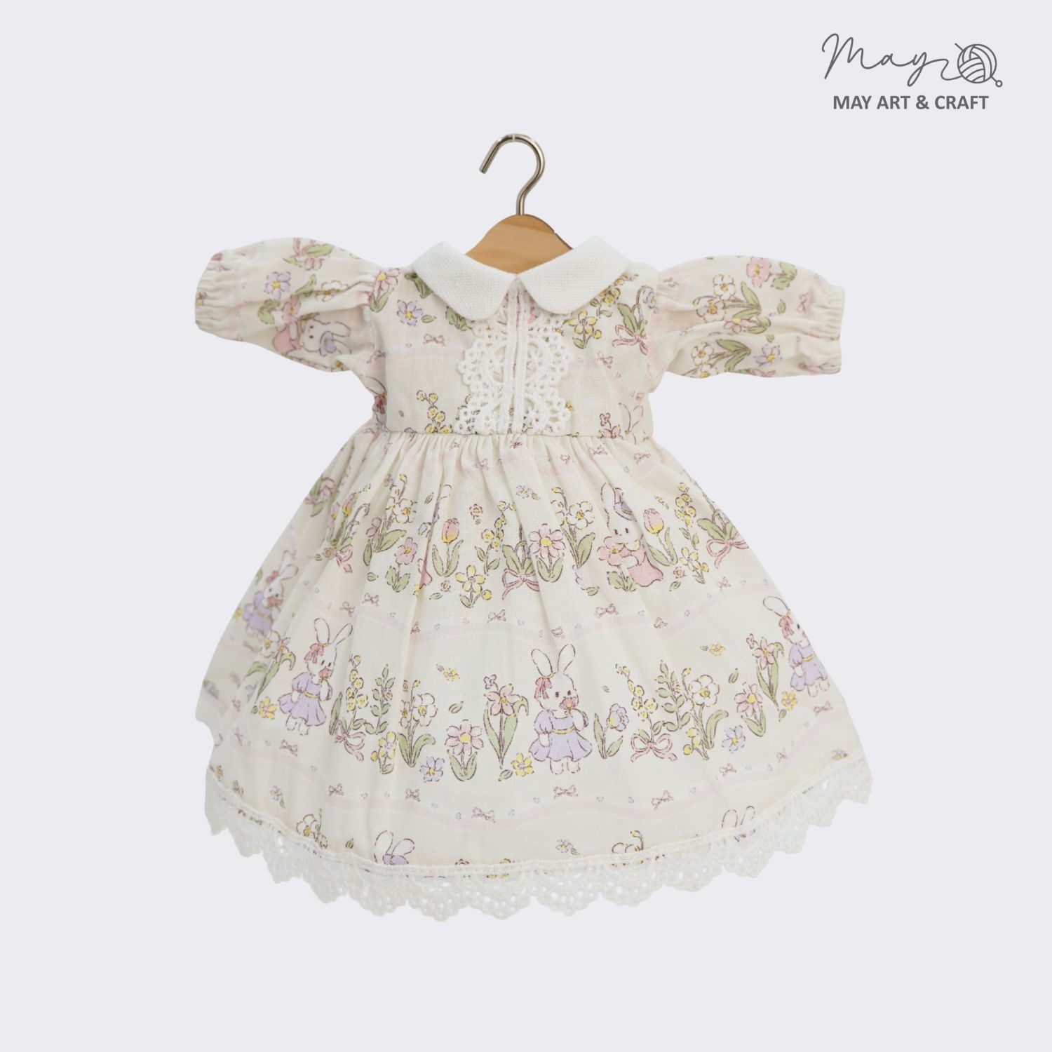 Váy xòe cổ sen phối ren cho thú bông (nhiều màu sắc hoạ tiết)