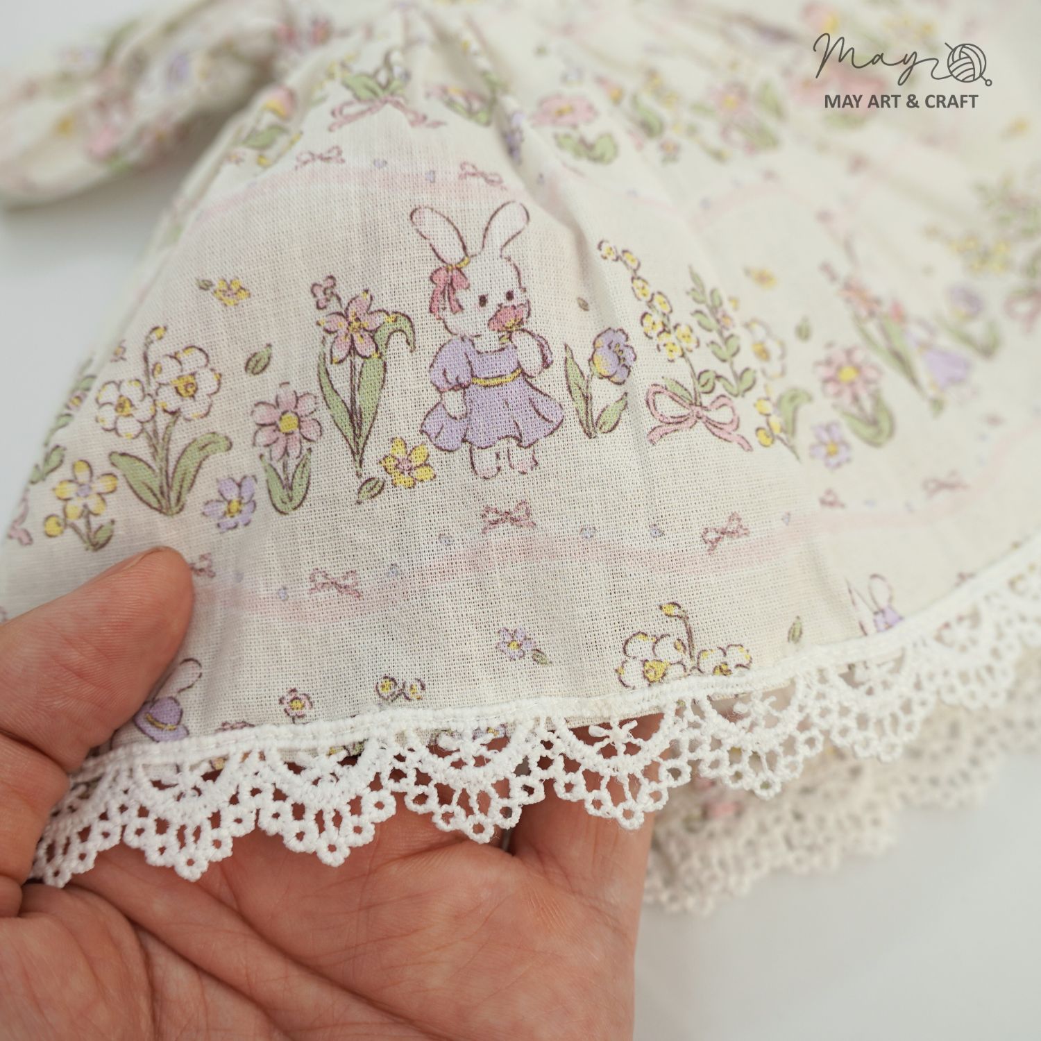 Váy xòe cổ sen phối ren cho thú bông (nhiều màu sắc hoạ tiết)