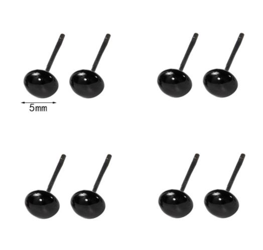 Mắt nhựa gắn thú đen dẹt (10 đôi) - 9mm