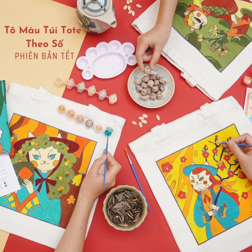 Bộ KIT tô màu túi theo số chủ đề con Mèo
