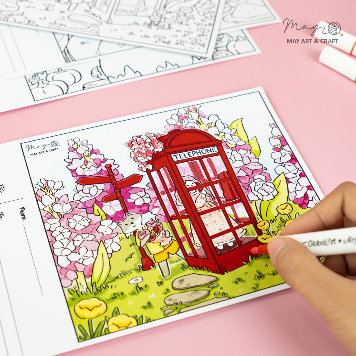 Bộ tranh tô màu postcard 4 mùa lễ hội