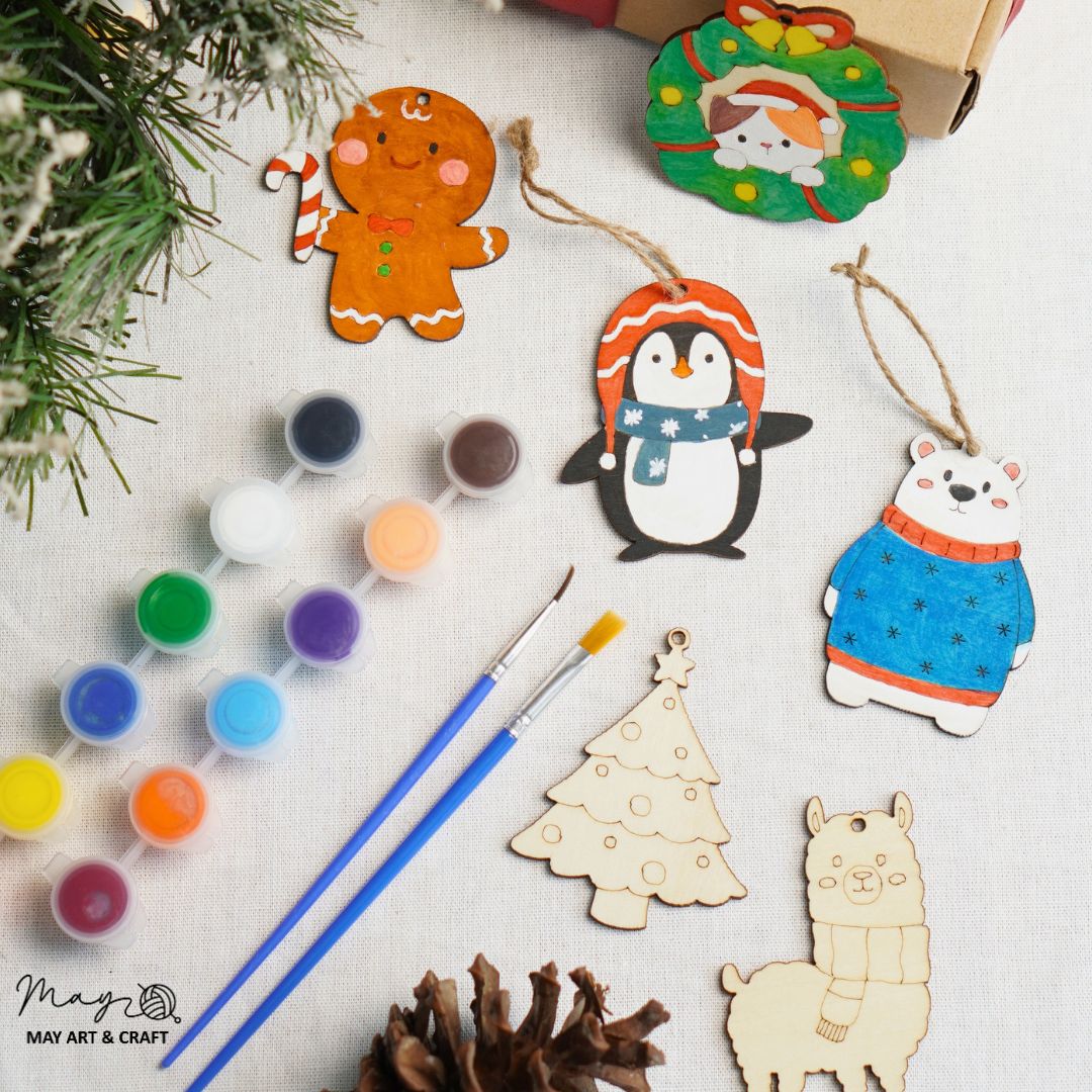 Set tô màu gỗ trang trí Noel