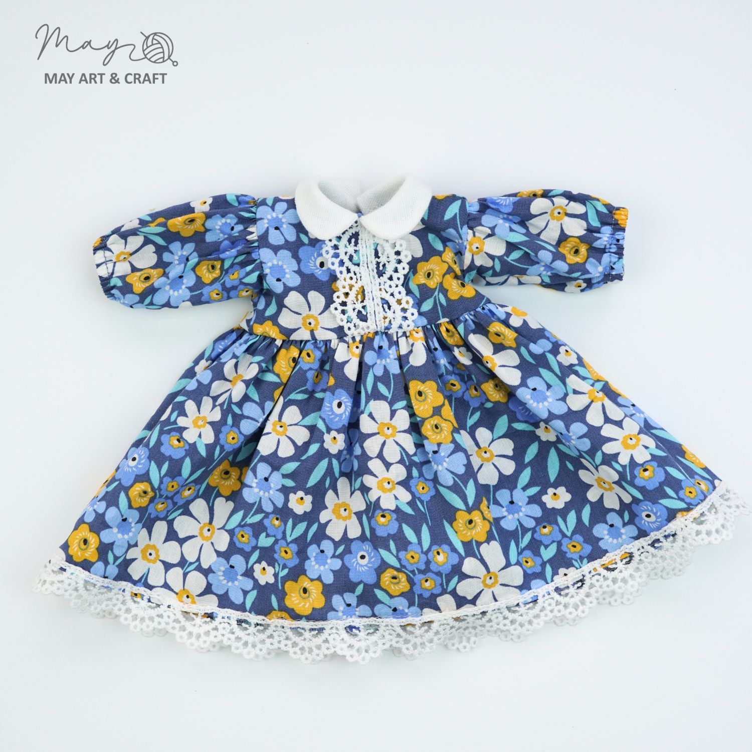 Váy xòe cổ sen phối ren cho thú bông (nhiều màu sắc hoạ tiết)