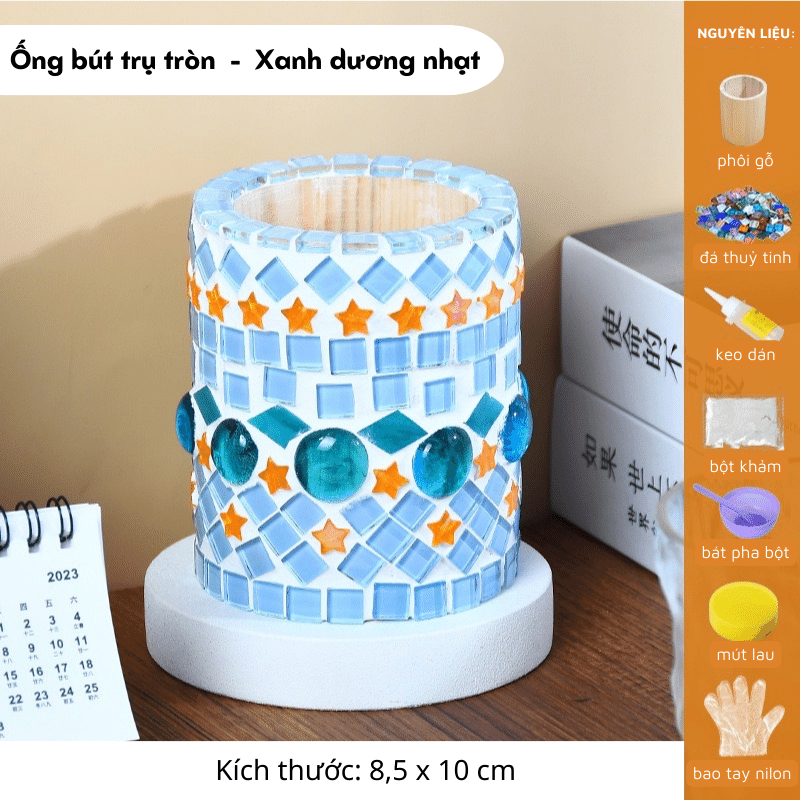 Set khảm đá mosaic 3D (trang trí lọ hoa, ống bút)
