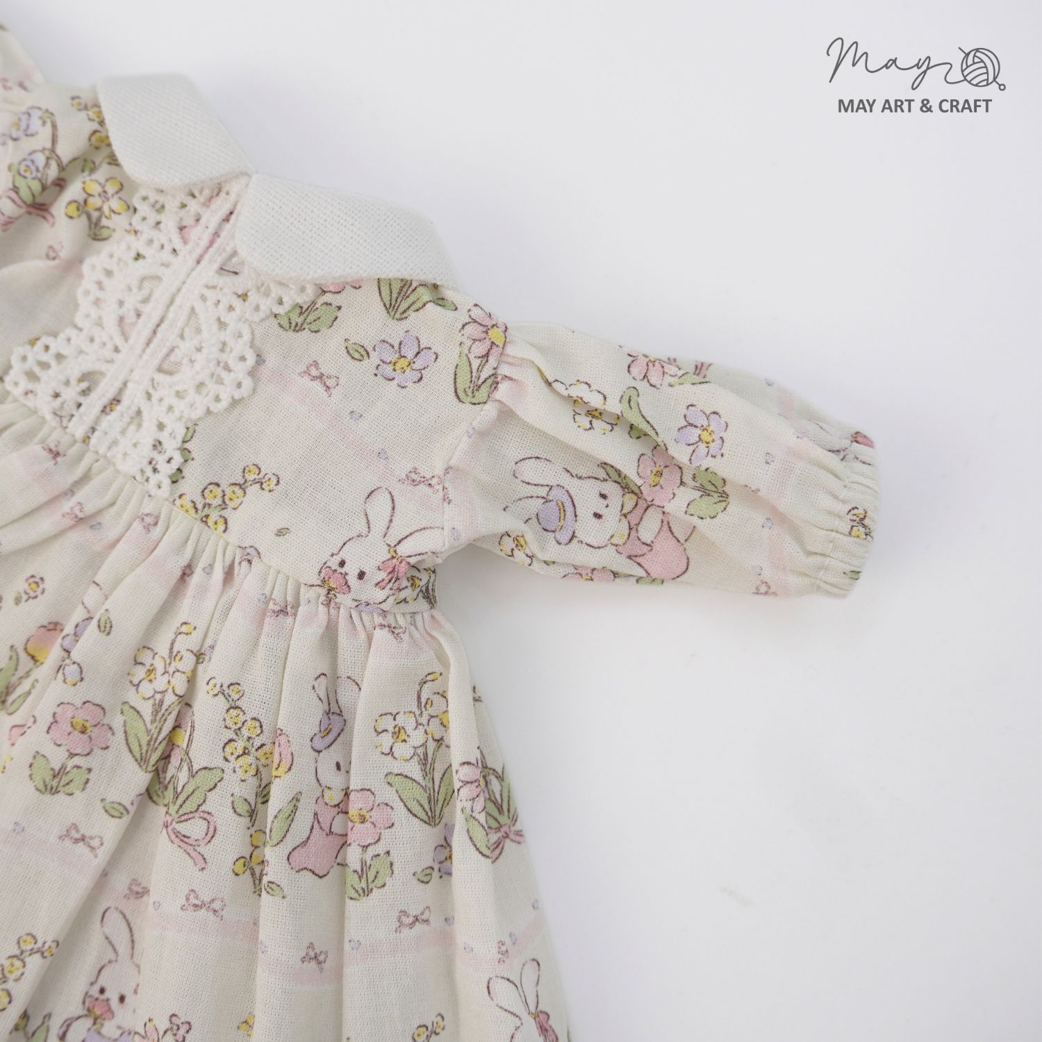 Váy xòe cổ sen phối ren cho thú bông (nhiều màu sắc hoạ tiết)