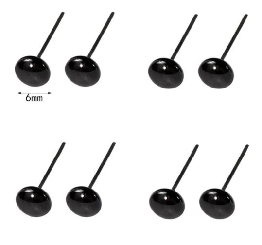 Mắt nhựa gắn thú đen dẹt (10 đôi) - 9mm