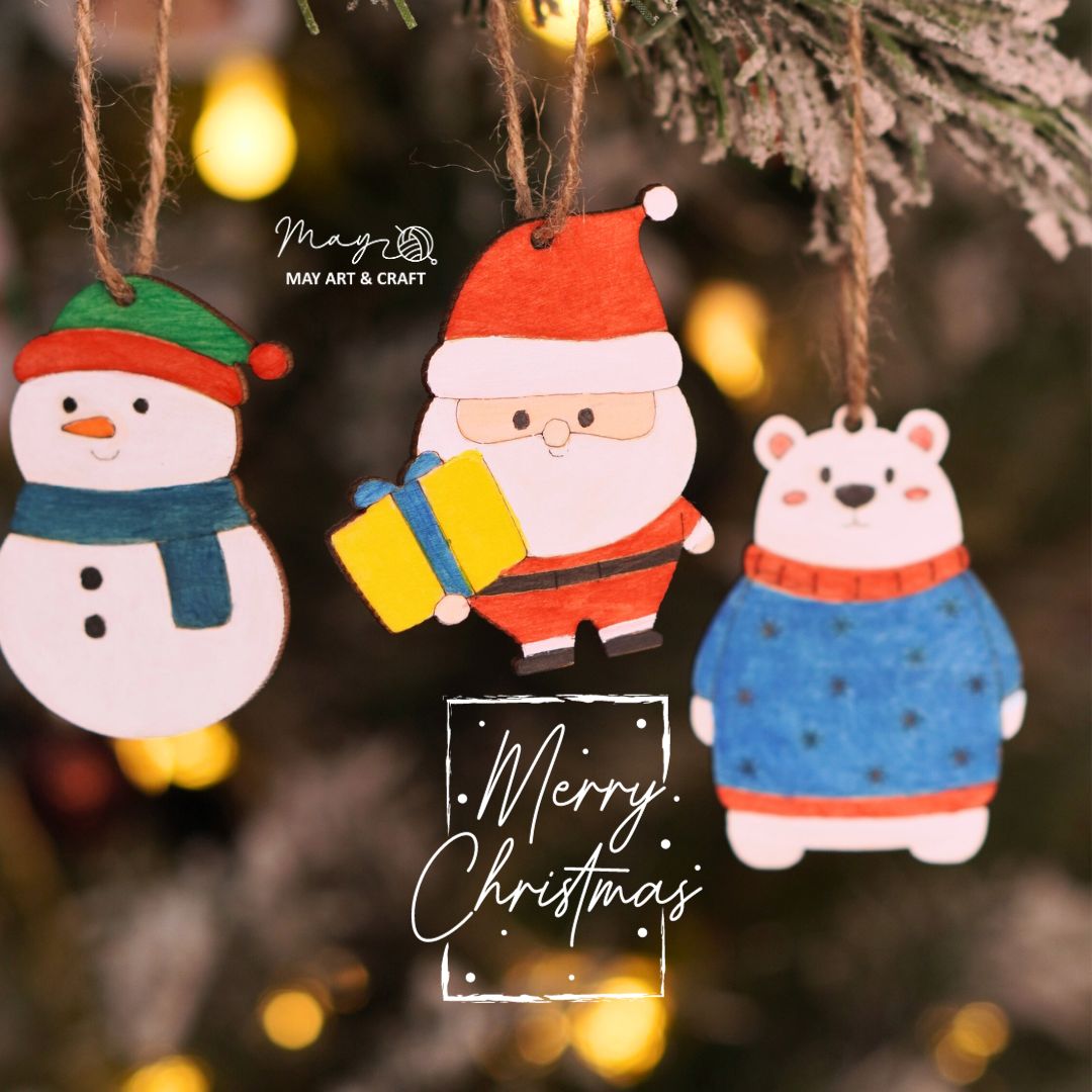 Set tô màu gỗ trang trí Noel