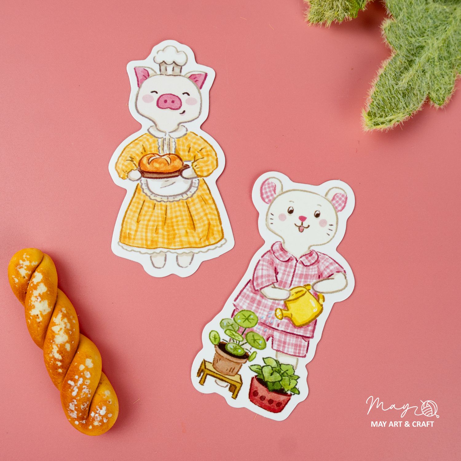 Bộ sticker 10 hình thú bông vải Tiệm Tạp Hóa Nhà May