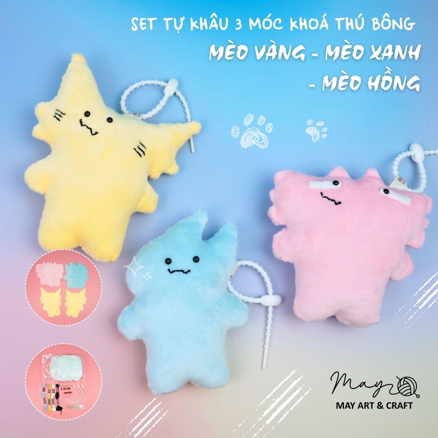 Set tự khâu móc khoá thú bông mini nhiều mẫu dễ thương Tiệm tạp hoá Nhà May