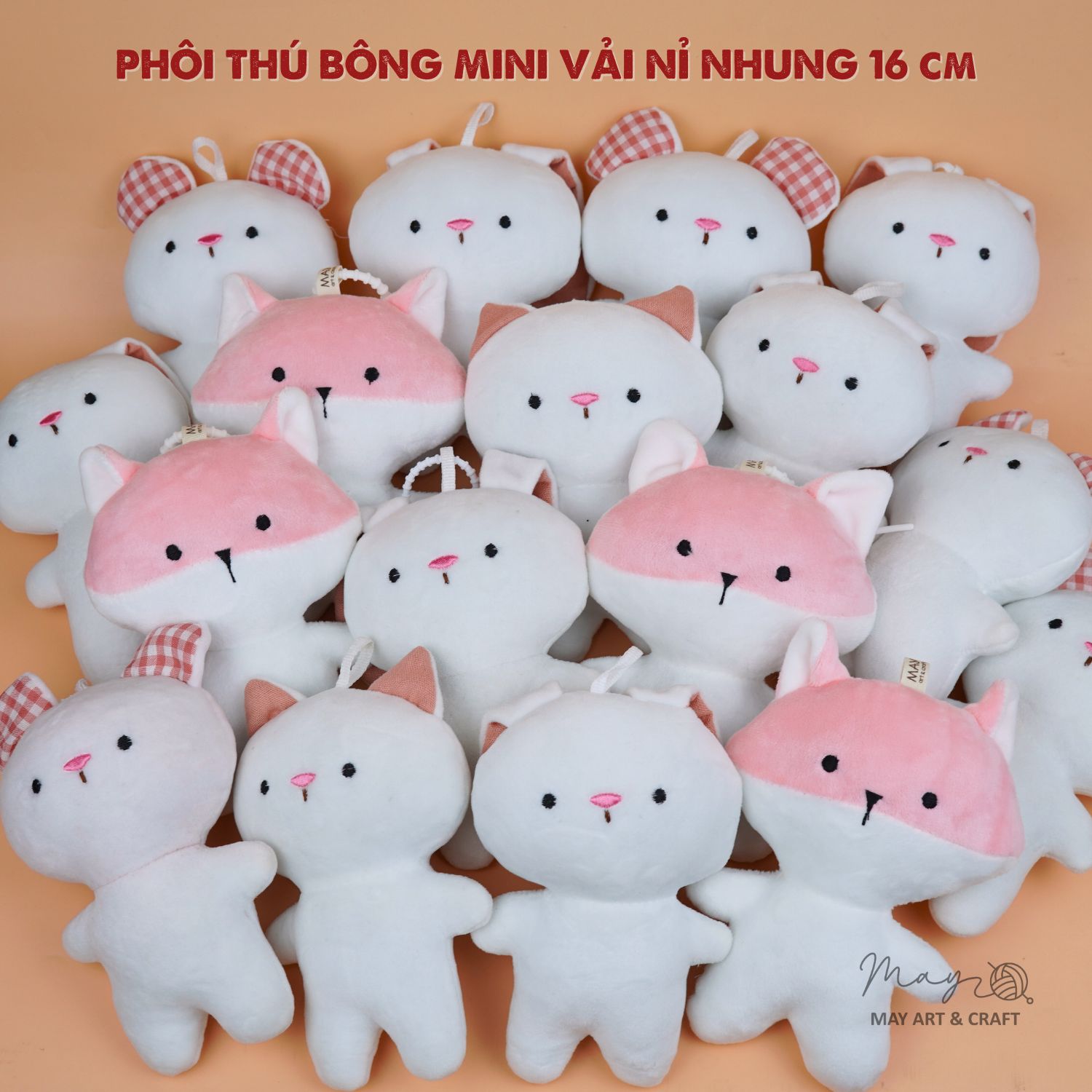 Phôi thú bông mini kèm móc silicon (Không kèm trang phục)