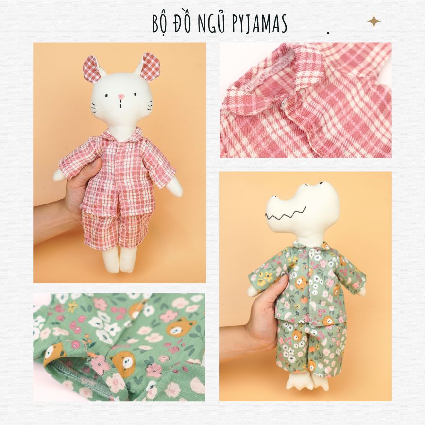 Bộ đồ ngủ Pyjama cho thú bông vải