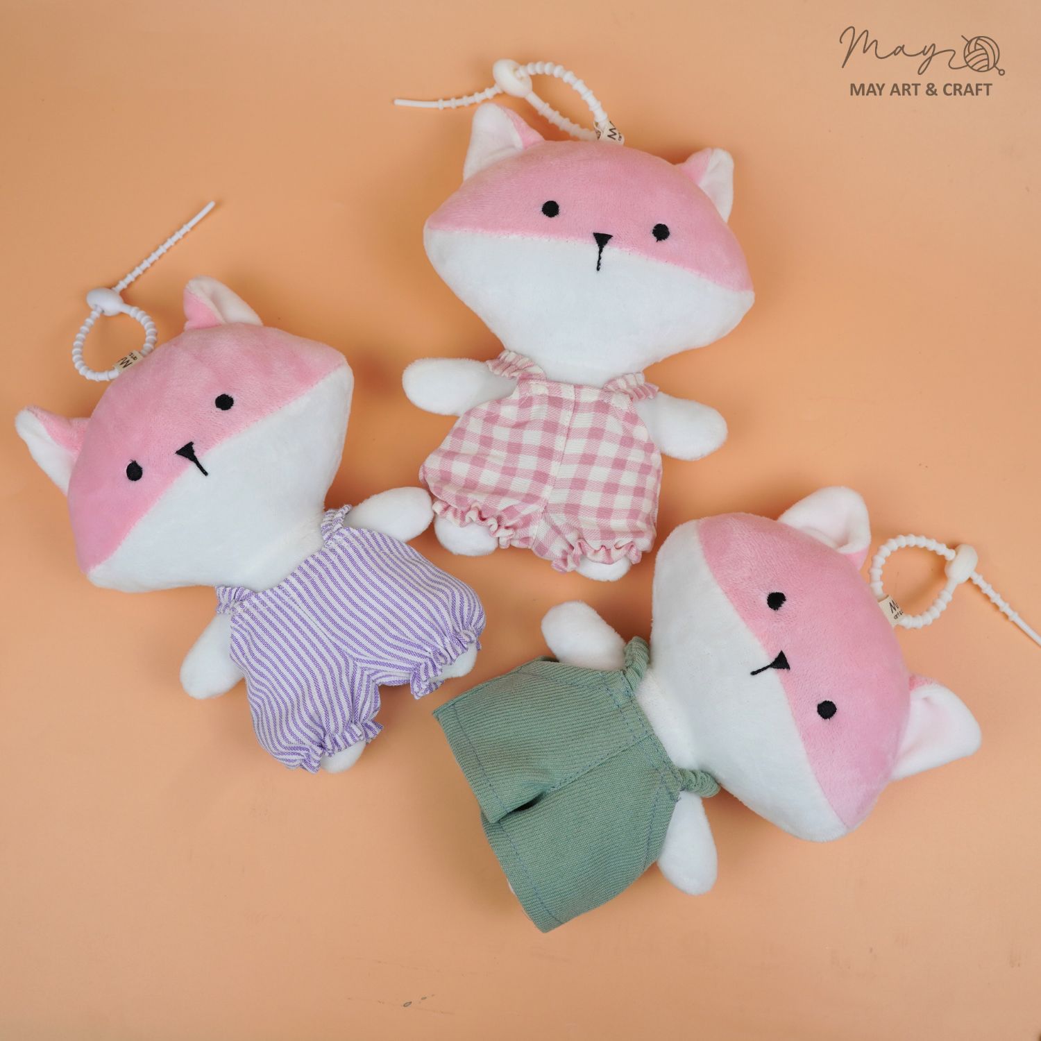 Phôi thú bông mini kèm móc silicon (Không kèm trang phục)