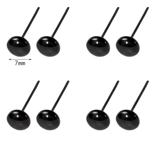 Mắt nhựa gắn thú đen dẹt (10 đôi) - 9mm