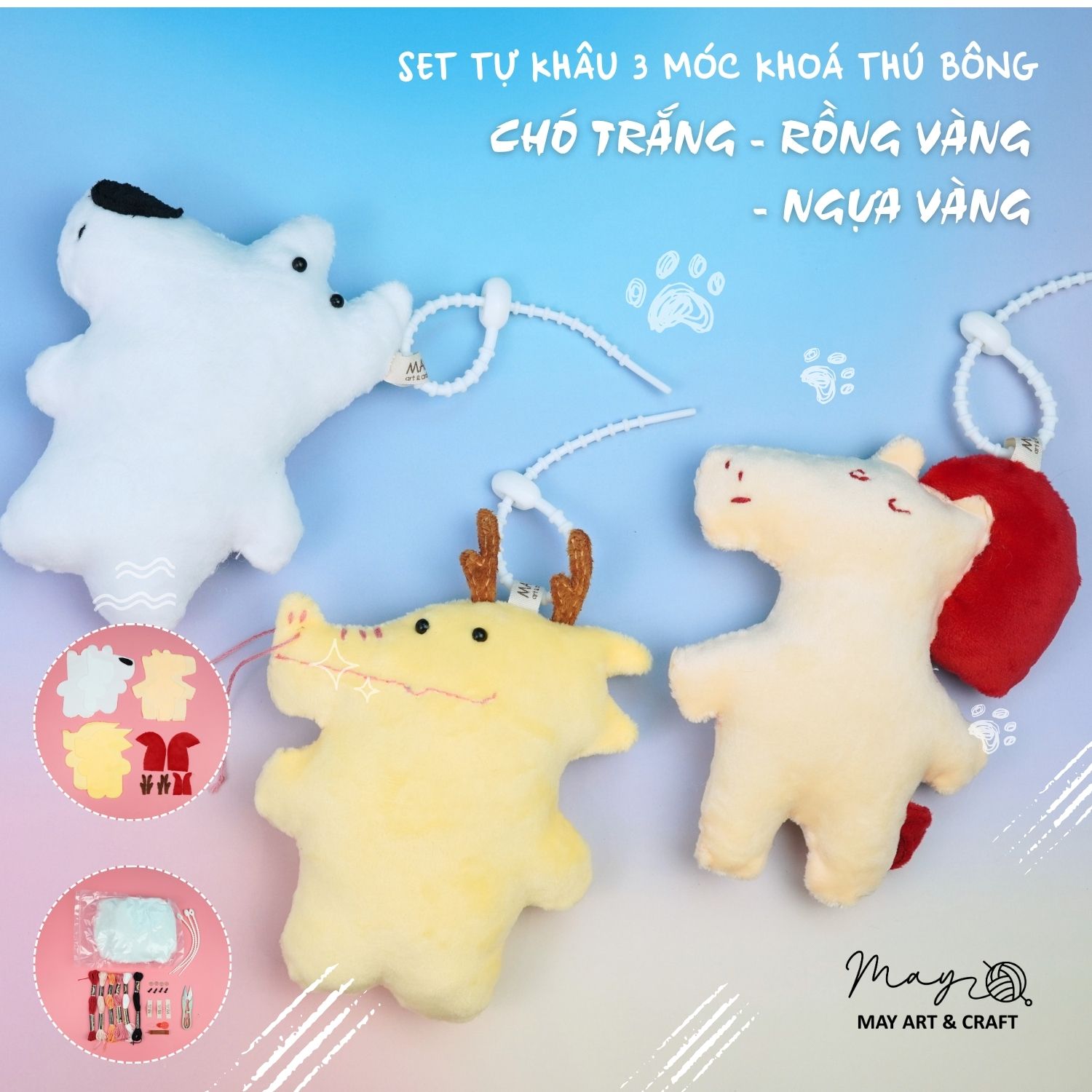 Set tự khâu móc khoá thú bông mini nhiều mẫu dễ thương Tiệm tạp hoá Nhà May
