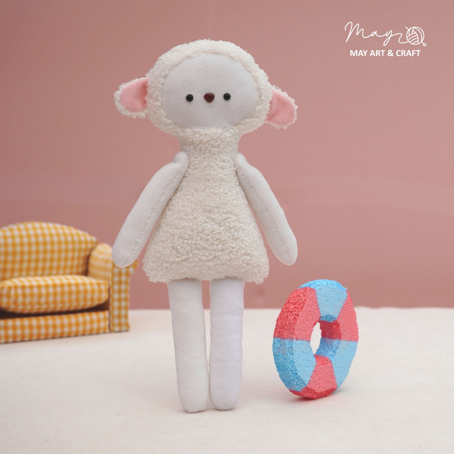 Set nguyên liệu tự làm thú bông cừu trắng