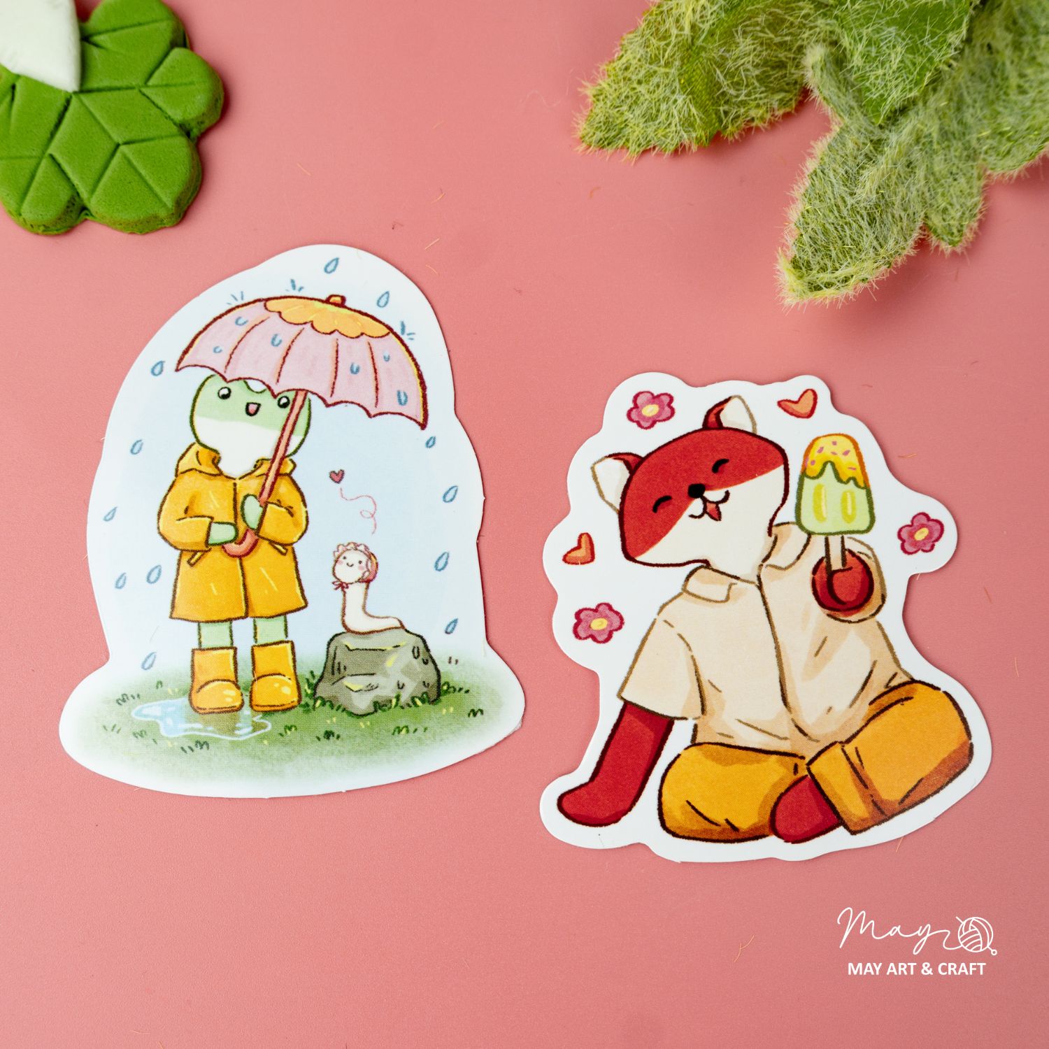 Bộ sticker 10 hình thú bông vải Tiệm Tạp Hóa Nhà May