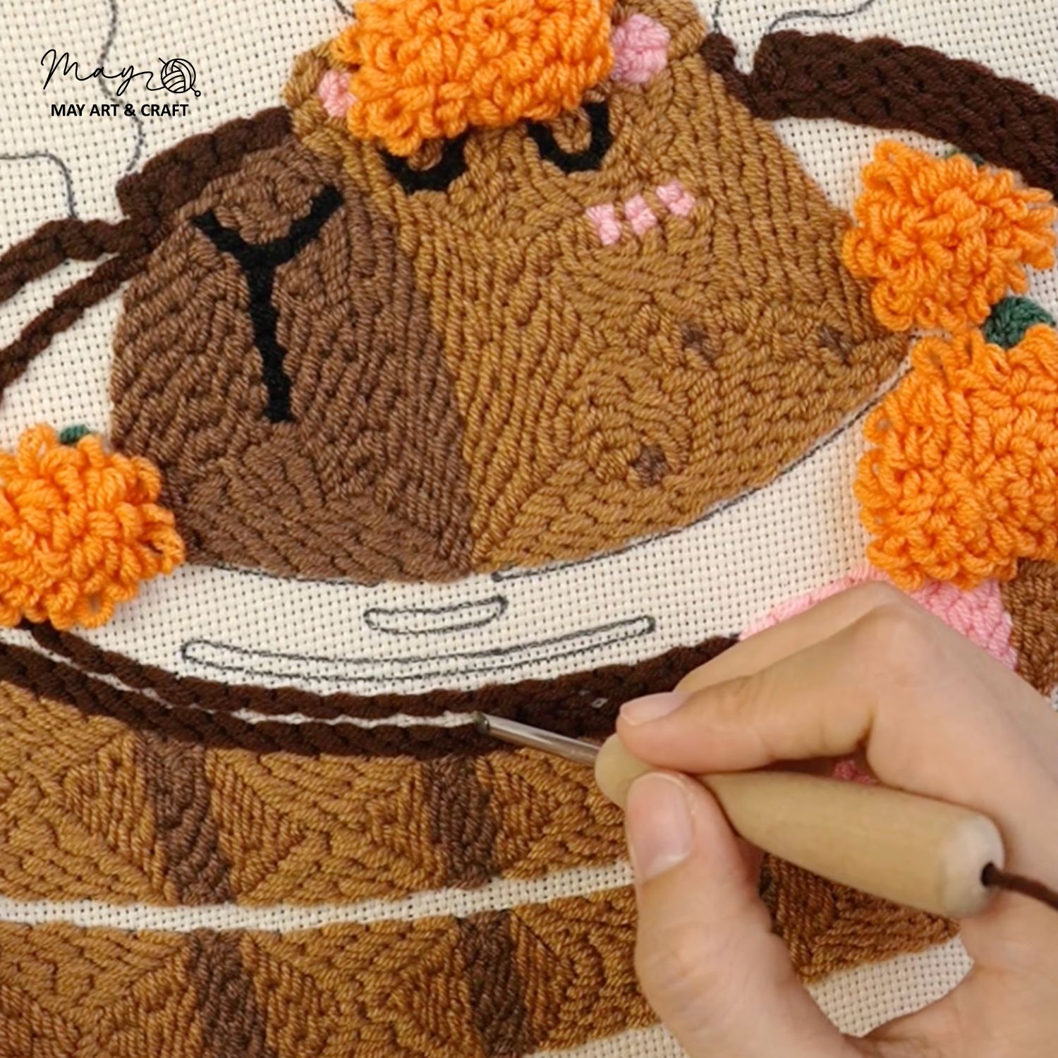 Set thêu tranh len nổi khung gỗ (punch needle) nhiều mẫu